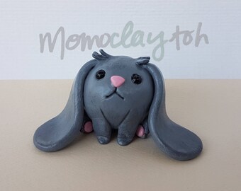 Handmade polymer clay adorable sitting Bunny figure