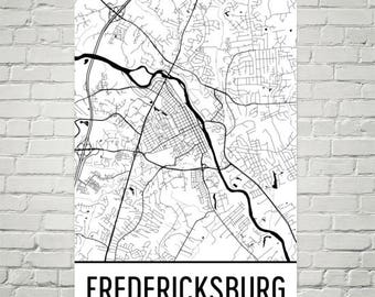 Fredericksburg Map, Fredericksburg Art, Fredericksburg Print, Fredericksburg VA Poster, Wall Art, Gift, Map of Virginia, Virginia Decor