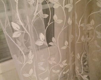Embroidered sheer tulle height about 280 cm