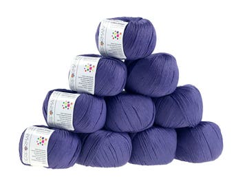 10 x 50 g knitting wool cotton breeze, #75 blue violet