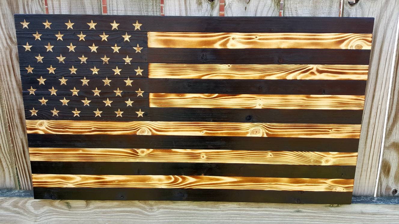 Charred Wood Flag American Flag Wood Flag Wooden Flag