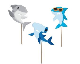Cupcake Topper, shark Birthday cupcake topper, shark picks, shark cake topper, pool party, pool party decor, pool party birthday