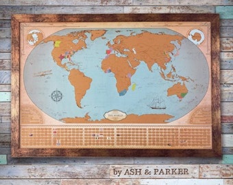 Scratch Off World Travel Map in Beautiful Vintage Style