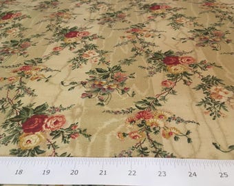 Vintage - 5th Avenue "silbury" petite rose, pansies, and small asters on wood grain beige background