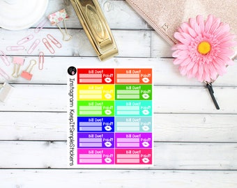 Bright and Bold Bill Due Planner Stickers