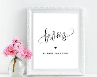 Wedding favors sign, Wedding party favors sign, Bridal shower favors sign, Baby shower favors sign, Wedding reception favors sign printable