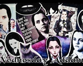 SALE 11xLARGE Wednesday addams sticker set-tumblr sticker-sticker-Planner sticker set-Goth Sticker-The Addams Family Wednesday-Horror Gift