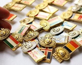 Europe Soccer gifts for soccer coach gifts Soviet vintage Pin collection Complete England Germany Scotland USSR Hungary Italy Youth cup 1984