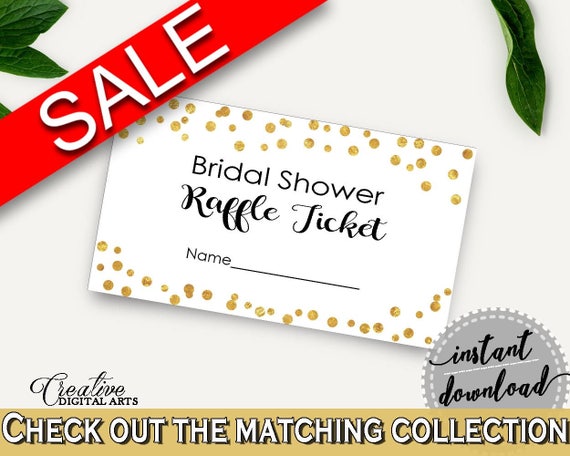 Raffle Ticket Bridal Shower Raffle Ticket Gold Confetti Bridal