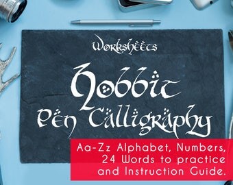 Hobbit Type | Hand Calligraphy | 29 Worksheets printable | Complete guide | Lord Of The Rings | Learn | Hand Lettering | Brush Lettering
