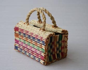 Portuguese Reed Bag with handles, traditional portuguese bag, handmade, handbag, child purse, gift for her.