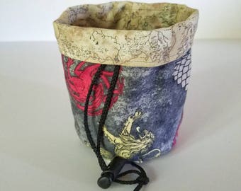 Game of Thrones dice bag, reversible dice bag, dice pouch, drawstring bag, Bag of Holding, small pouch, marble bag, card bag, game bag