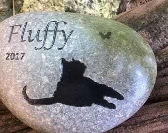 CAT MEMORIAL STONE Personalized Cat Engraved stone