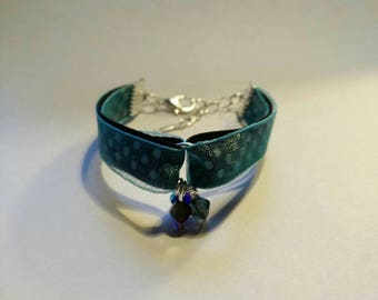 Black Ribbon and organza blue bracelet