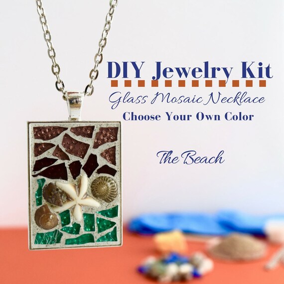 DIY Jewelry Making Kit Beach Mosaic Glass Necklace Activity