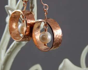 Copper & Freshwater Pearl Earrings