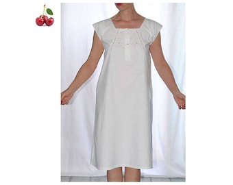 Dress Victorian dress Nightgown white cotton scalloped Monogram hand emroidered thick cotton hand embroidered french cotton nightgown