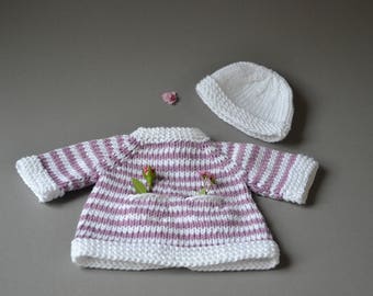 Made of 100% cotton - Waldorf doll clothes Steiner doll clothes Waldorf doll dress Steiner doll dress knit ringed stripes