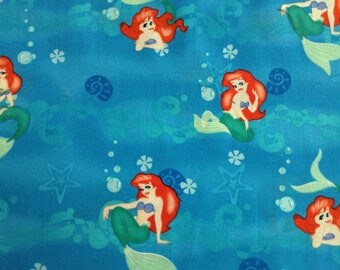 Little Mermaidl/Disney/on blue background cotton fabric by the yard
