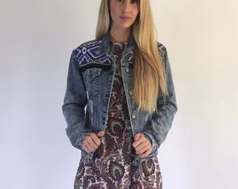 Boho inspired | Denim jacket | Festival jacket | Embellished | Distressed denim | Fringe