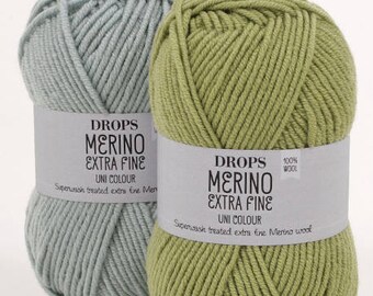 Merino wool yarn, Knitting yarn, DROPS Merino Extra Fine, Merino yarn, Superwash merino, Knitting wool, DK yarn, Worsted yarn, Wool yarn