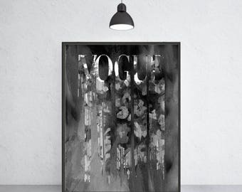 Vogue with flower background art print Vogue poster Vogue warecolor Vogue home decor Vogue wall decor Vogue painting