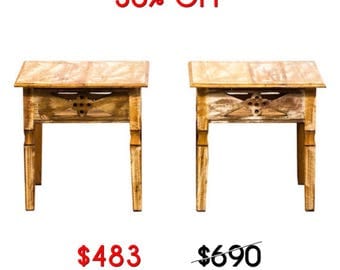Reclaimed Solid Wood Side Tables -The Pair Moving Sale 30% Off