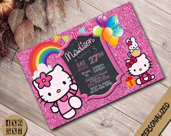Hello Kitty Invitation,Hello Kitty Birthday Invitation,Kitty Invitation,Hello Kitty Party,Hello Kitty Invite,Hello Kitty Birthday