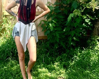 dark red repurposed faire tank top