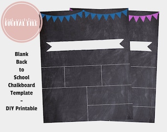 Back To School Template, Reusable First Day of School Sign, DIY Printable, Digital Chalkboard Sign, 1st Day, Instant Download, Digital File