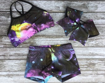 Girls Dancewear,Dancewear,Girls Dance Outfit,Dance Outfit,Cheer Wear,Girls Cheer Wear,Gymnastic Outfit,Galaxy Dancewear,Activewear,Dance