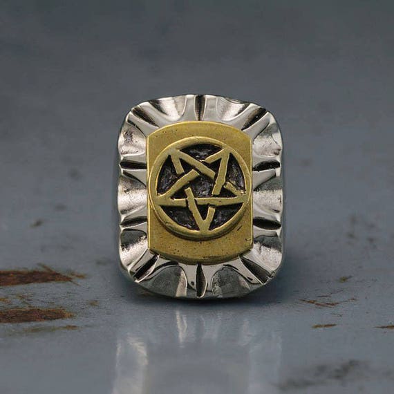Ring silver Seal of Satan Baphomet Pentagram Sigil Lucifer