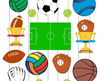 INSTANT DOWNLOAD - Sport Svg, Balls clipart, Football svg, Soccer svg,Baseball Svg, Sports svg, Volley, Sport Dxf, Balls dxf,Sport balls svg