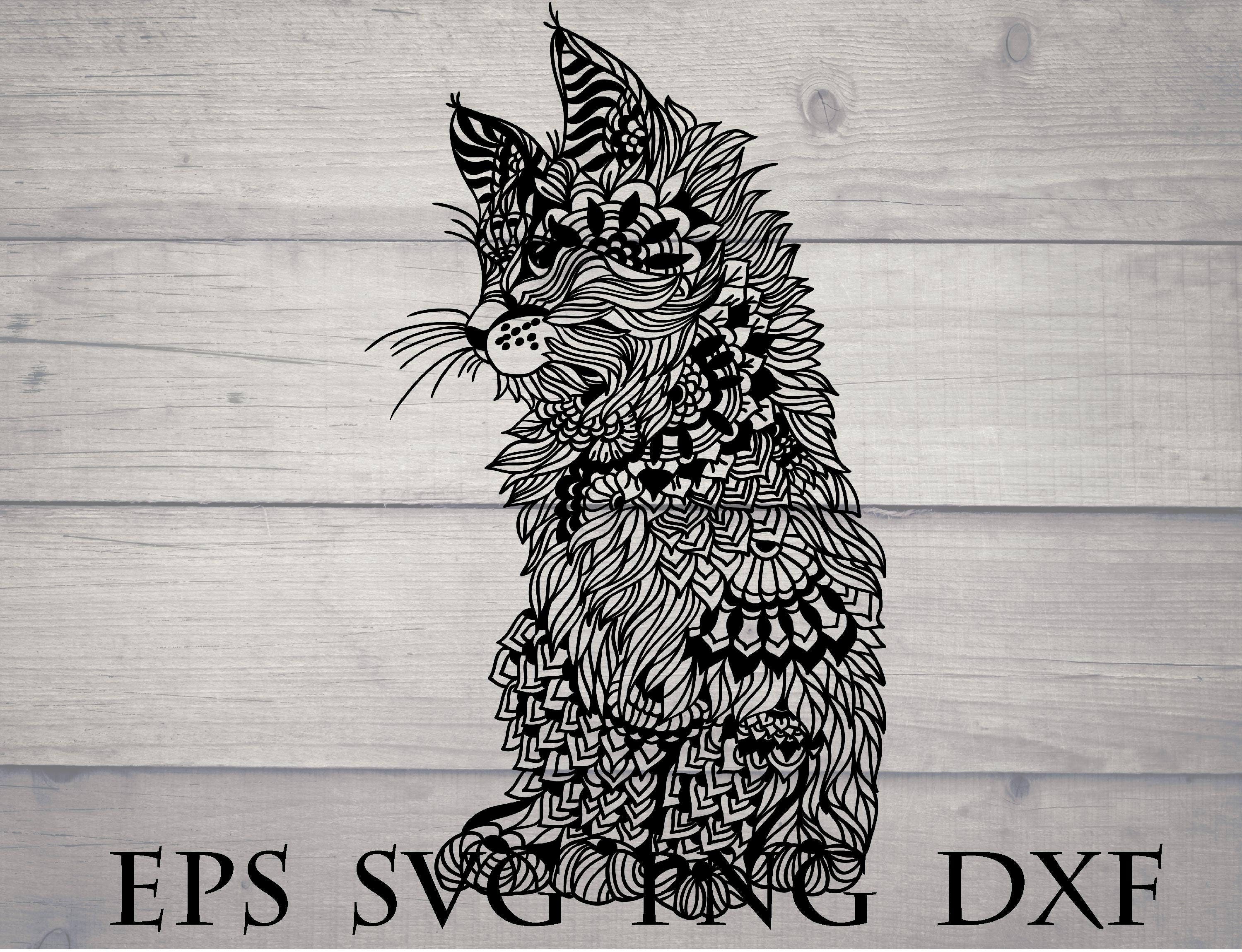 Mandala cat svg / zentangle cat svg / flourish cat svg ...