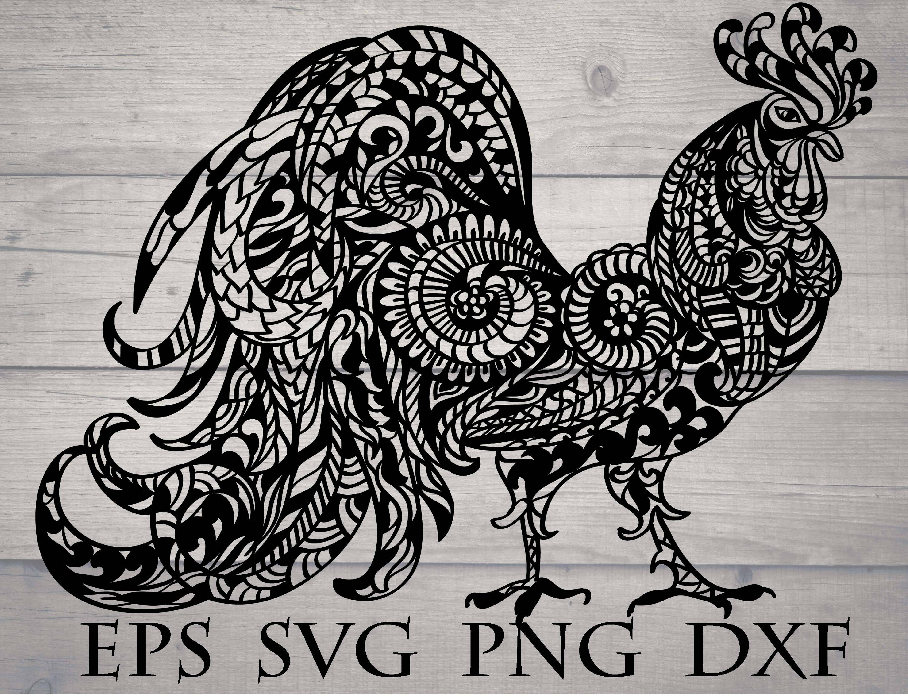 Download Zentangle rooster svg / mandala rooster svg / intricate ...