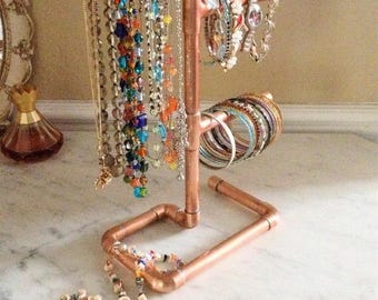 Copper industrial/minimalist jewelry stand