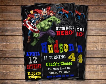 Avengers Invite, Avengers Invitation, Superhero Invitation, Superhero Invite, Superhero Avengers Invitation, Avengers Birthday Invitation