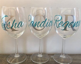 Personlized name decals|Bridesmaid gifts|Wine glass decals|Tumbler decals|Wedding party gifts