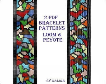Stained glass pattern Beading pattern Peyote bracelet patterns Loom beading Instant download Pdf pattern Rainbow pattern Beaded pattern