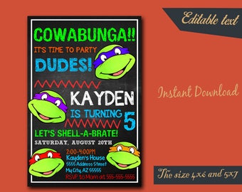 Ninja Turtle Invitation / Ninja Turtle Editable Invitation / Ninja Turtle Birthday / Ninja Turtle Birthday Invitation / Ninja Party-003