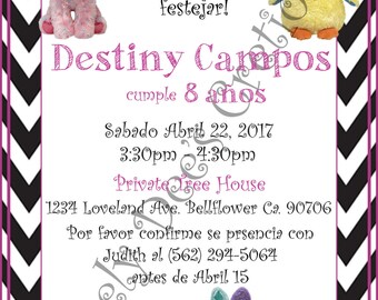 Beanie Boo, Beanie Boo Invitations, Beanie Boo Invite, Beanie Boo Birthday Invitation