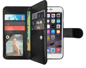 Black Premium Leather Wallet Card Flip Case & Stand Magnetic Cover for Apple iPhone 5 5s, SE, 6, 6s, 6 Plus, 6s Plus, 7, 7 Plus, 8, 8 Plus X