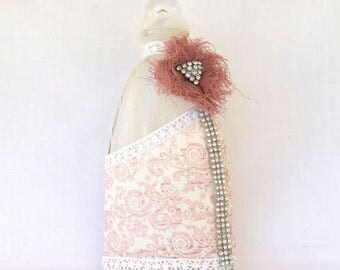 Pink bottle with strass | Gift for her | Wedding gift | Home decor
