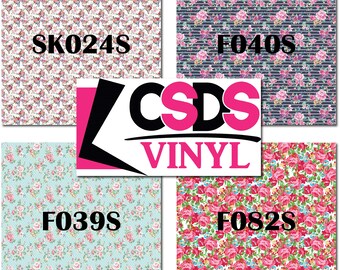 Floral Vinyl | Printed Vinyl | Printed Adhesive Vinyl | Printed Heat Transfer Vinyl | Printed HTV | Printed Glitter HTV