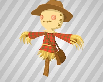 Cartoon Scarecrow - Svg Dxf Eps Silhouette Rld RDWorks Pdf Png AI Files Digital Cut Vector File Svg File Cricut Laser Cut