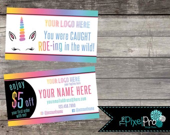 LulaRoe business cards with coupon and unicorn, LulaRoe caught roe-ing in the wild business card, LulaRoe promo card, LulaRoe marketing card