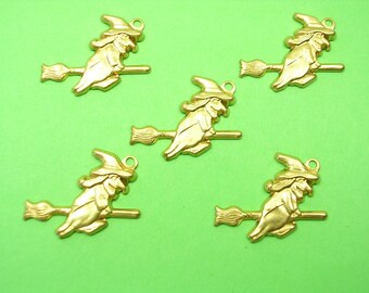 SET 5 CHARMS METALS Gold: witch 20mm