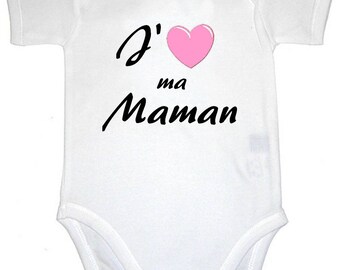 Onesie Message I love MOM with pink heart