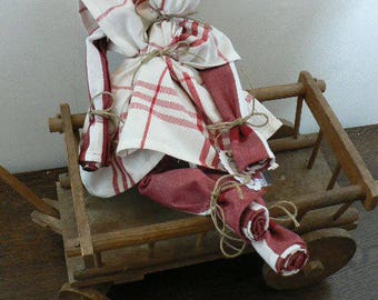 DOLL CAKES CHOCOLATE TONES RED EMBROIDERED TOWELS
