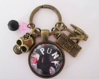 "PUNK" keychain, bronze